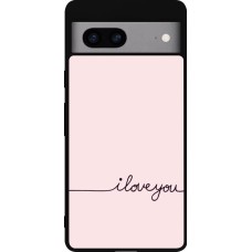 Google Pixel 7a Case Hülle - Silikon schwarz Valentine 2023 i love you writing