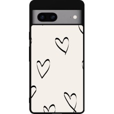 Google Pixel 7a Case Hülle - Silikon schwarz Valentine 2023 minimalist hearts