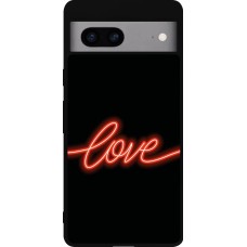 Google Pixel 7a Case Hülle - Silikon schwarz Valentine 2023 neon love