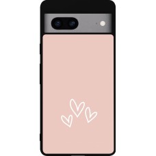 Google Pixel 7a Case Hülle - Silikon schwarz Valentine 2023 three minimalist hearts