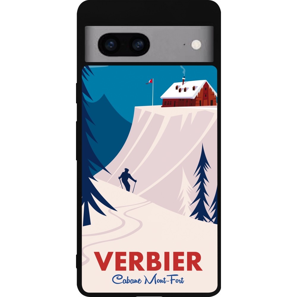 Google Pixel 7a Case Hülle - Silikon schwarz Verbier Cabane Mont-Fort