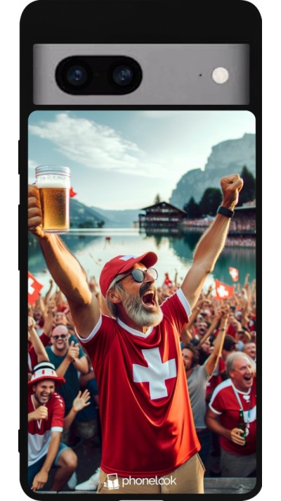 Google Pixel 7a Case Hülle - Silikon schwarz Schweizer Sieg Fanzone Euro 2024