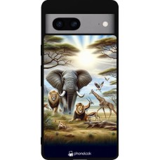 Google Pixel 7a Case Hülle - Silikon schwarz Afrikanisches Wildleben