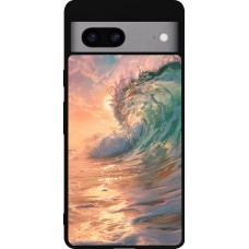 Google Pixel 7a Case Hülle - Silikon schwarz Wave Sunset