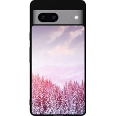 Google Pixel 7a Case Hülle - Silikon schwarz Winter 22 Pink Forest