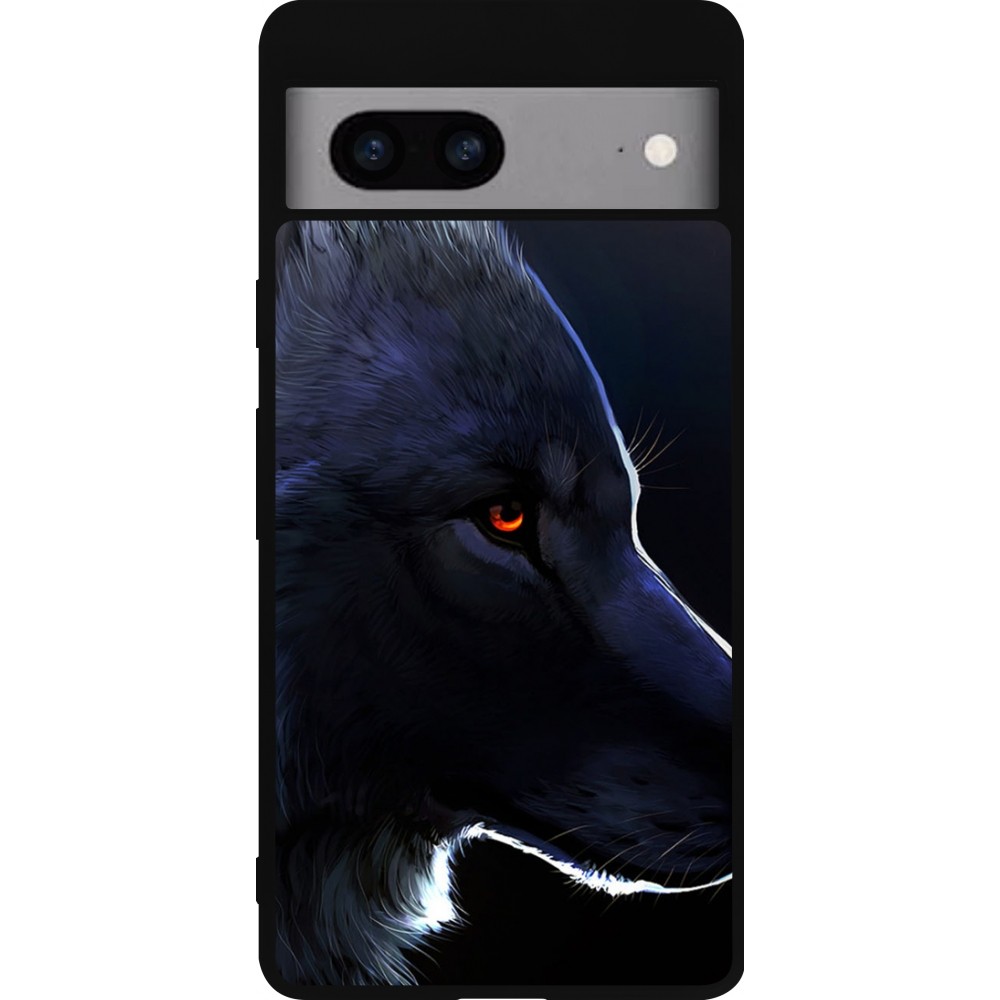 Google Pixel 7a Case Hülle - Silikon schwarz Wolf Shape