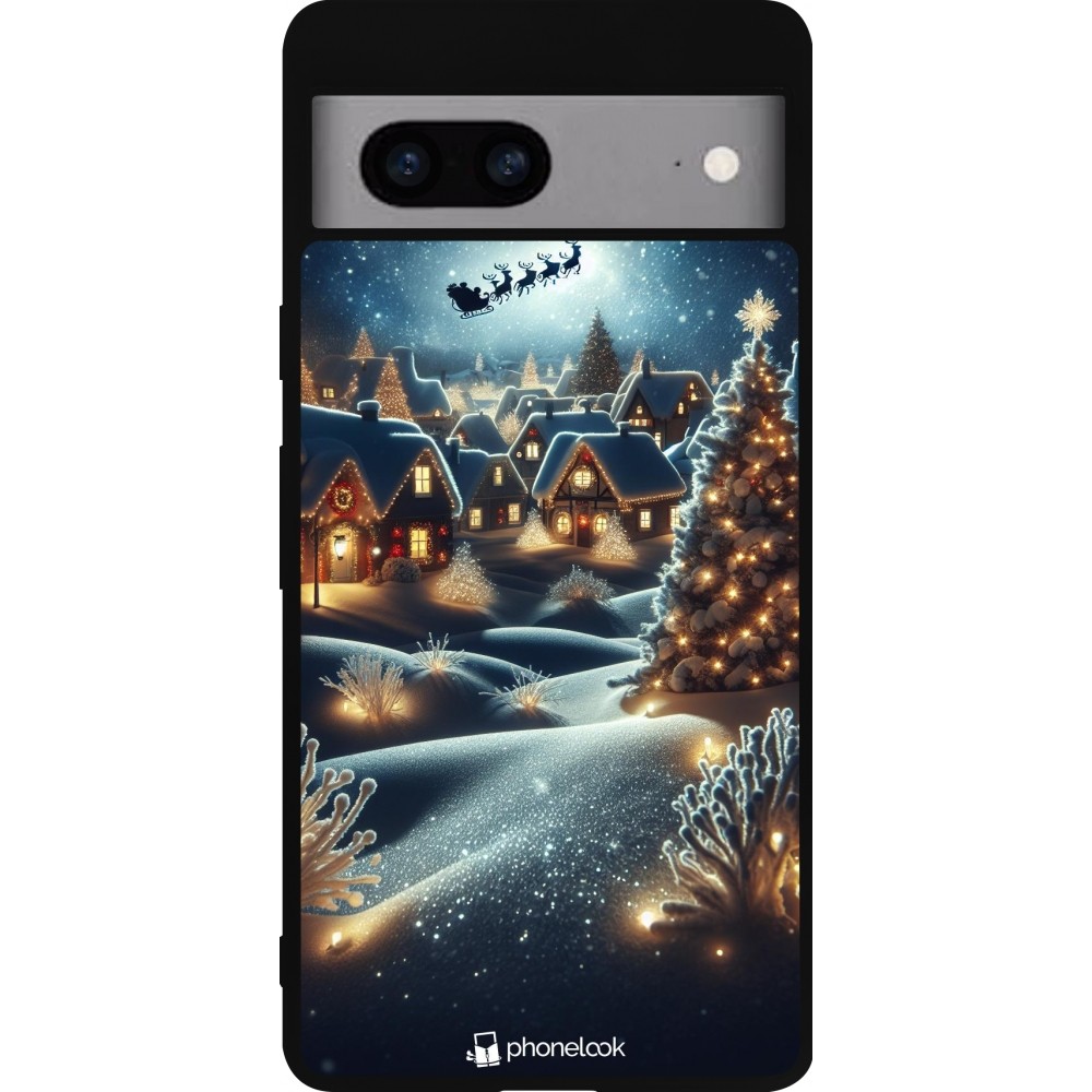 Coque Google Pixel 7a - Silicone rigide noir Noël 2023 Christmas is Coming