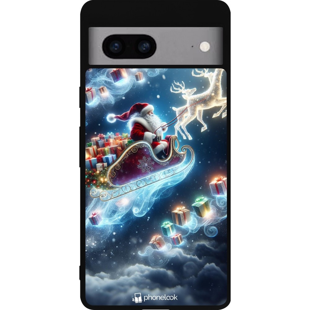 Google Pixel 7a Case Hülle - Silikon schwarz Weihnachten 2023 Verzauberter Weihnachtsmann