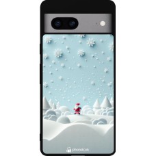 Coque Google Pixel 7a - Silicone rigide noir Noël 2023 Petit Père Flocon