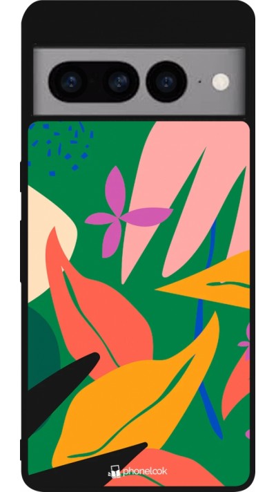 Google Pixel 7 Pro Case Hülle - Silikon schwarz Abstract Jungle