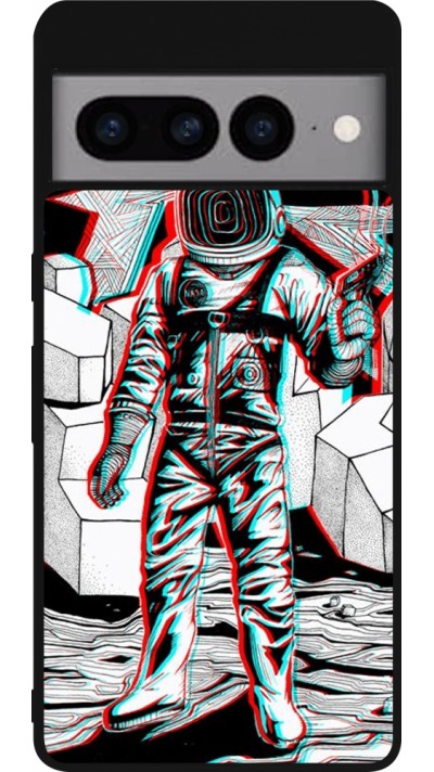 Google Pixel 7 Pro Case Hülle - Silikon schwarz Anaglyph Astronaut