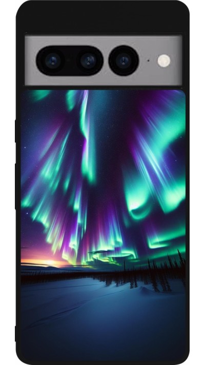 Google Pixel 7 Pro Case Hülle - Silikon schwarz Funkelndes Nordlicht