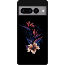 Google Pixel 7 Pro Case Hülle - Silikon schwarz Dark Flowers