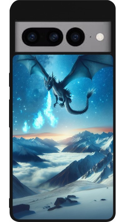 Google Pixel 7 Pro Case Hülle - Silikon schwarz Drache nächtliche Berg