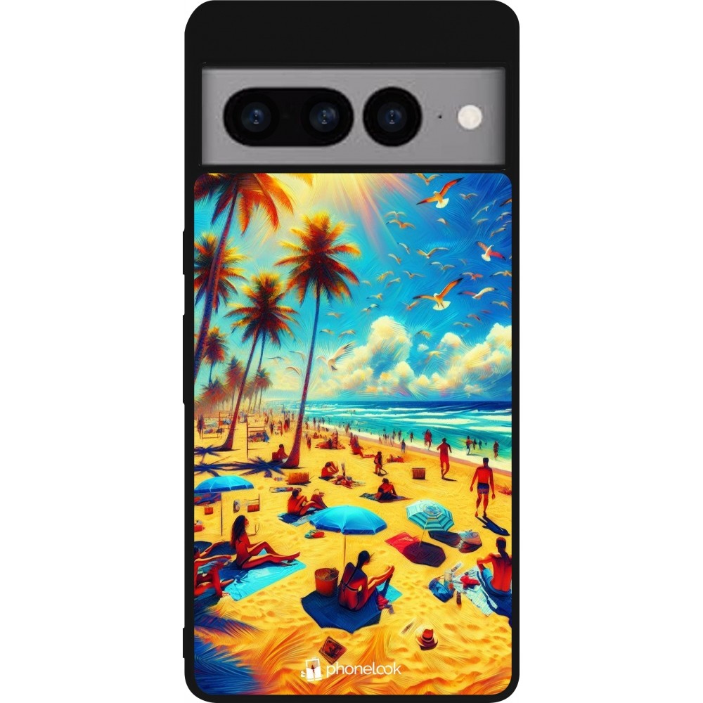 Google Pixel 7 Pro Case Hülle - Silikon schwarz Sommer Paradies Farbe