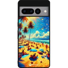 Google Pixel 7 Pro Case Hülle - Silikon schwarz Sommer Paradies Farbe