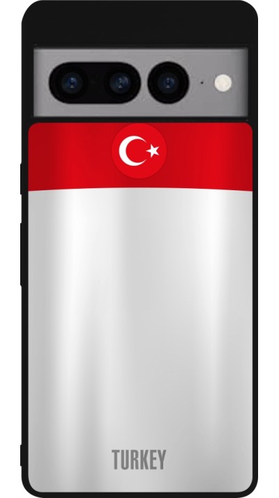 Coque Google Pixel 7 Pro - Silicone rigide noir Maillot de football Turquie personnalisable