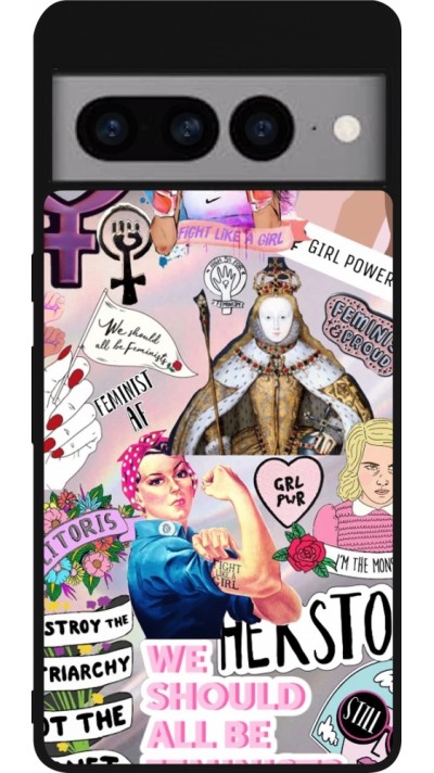 Google Pixel 7 Pro Case Hülle - Silikon schwarz Girl Power Collage