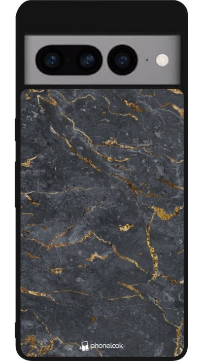 Google Pixel 7 Pro Case Hülle - Silikon schwarz Grey Gold Marble