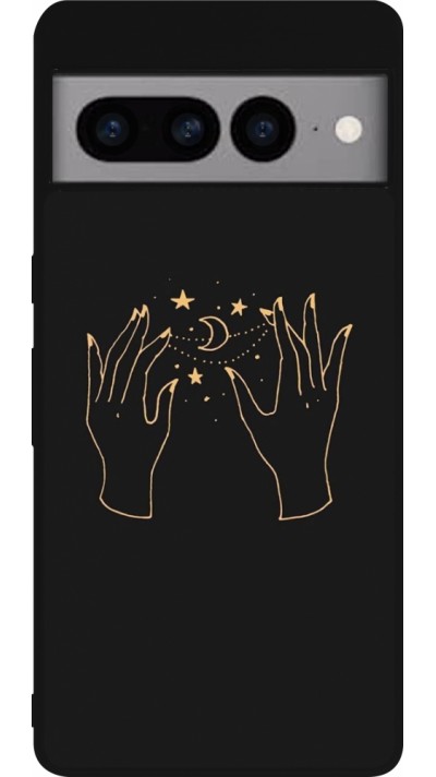 Google Pixel 7 Pro Case Hülle - Silikon schwarz Grey magic hands