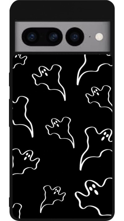 Google Pixel 7 Pro Case Hülle - Silikon schwarz Halloween 2024 black and white ghosts