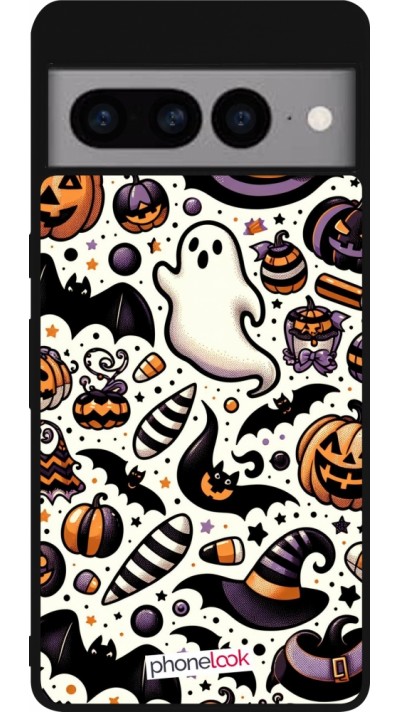 Google Pixel 7 Pro Case Hülle - Silikon schwarz Halloween 2024 Niedliches Muster