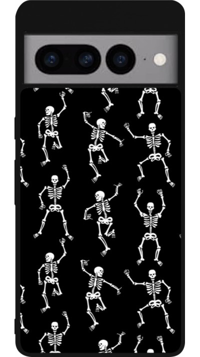 Google Pixel 7 Pro Case Hülle - Silikon schwarz Halloween 2024 dancing skeleton