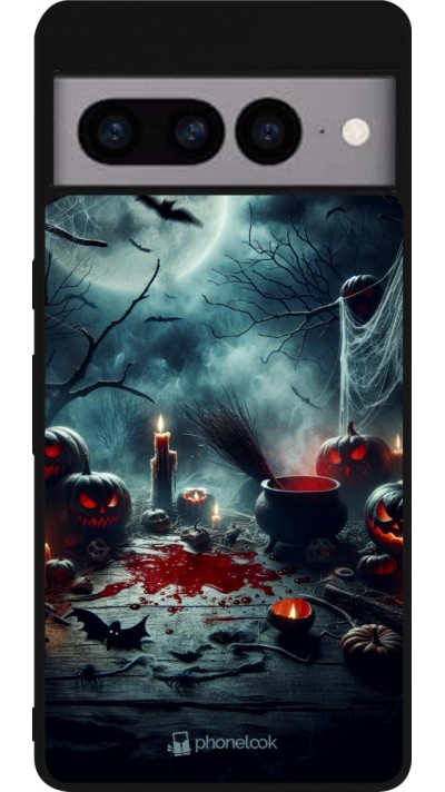 Google Pixel 7 Pro Case Hülle - Silikon schwarz Halloween 2024 Dunkler Mond