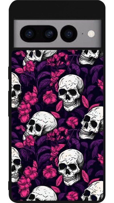 Google Pixel 7 Pro Case Hülle - Silikon schwarz Halloween 2024 romantic skulls