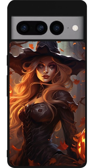 Google Pixel 7 Pro Case Hülle - Silikon schwarz Halloween 2024 sexy witch