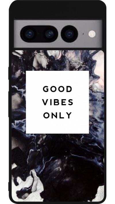 Google Pixel 7 Pro Case Hülle - Silikon schwarz Marble Good Vibes Only