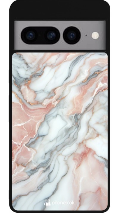 Google Pixel 7 Pro Case Hülle - Silikon schwarz Rosa Leuchtender Marmor