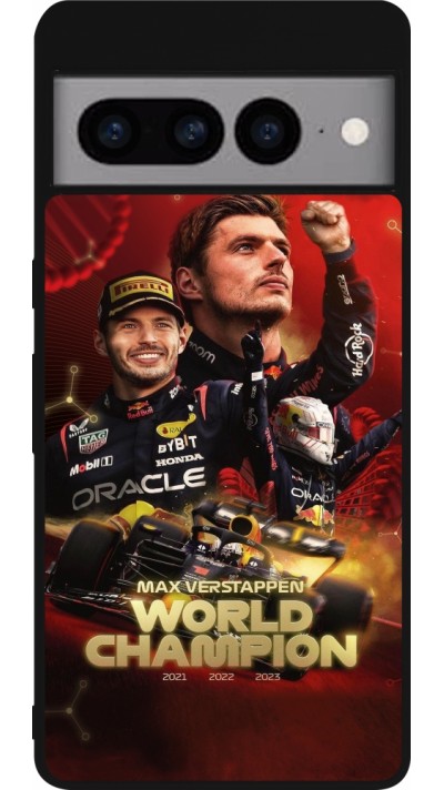 Google Pixel 7 Pro Case Hülle - Silikon schwarz Max Verstappen Champion 2023