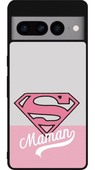 Google Pixel 7 Pro Case Hülle - Silikon schwarz Mom 2024 Super hero maman