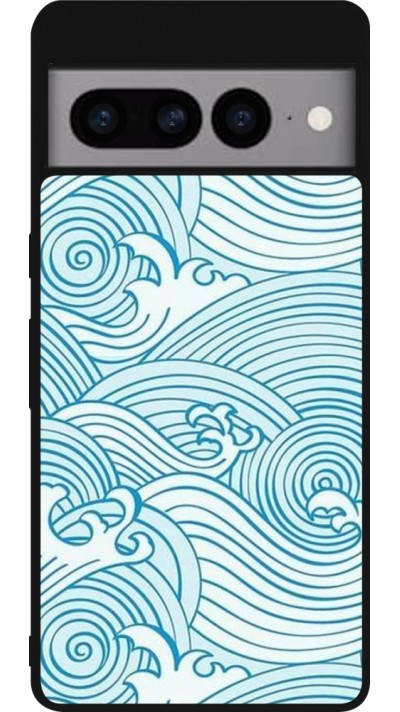 Coque Google Pixel 7 Pro - Silicone rigide noir Ocean Waves