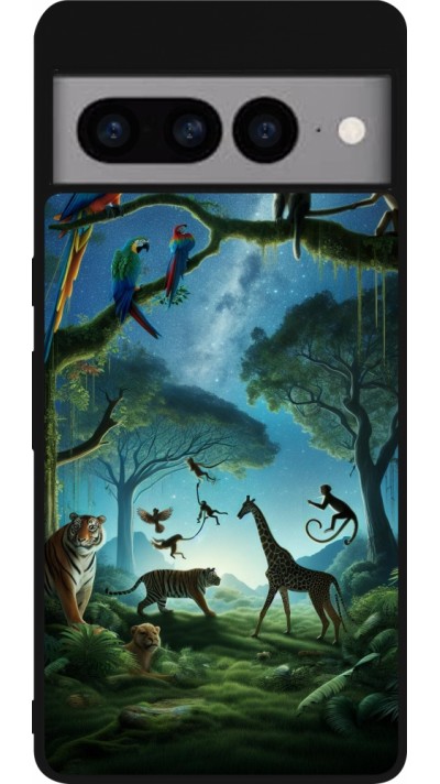 Coque Google Pixel 7 Pro - Silicone rigide noir Paradis des animaux exotiques