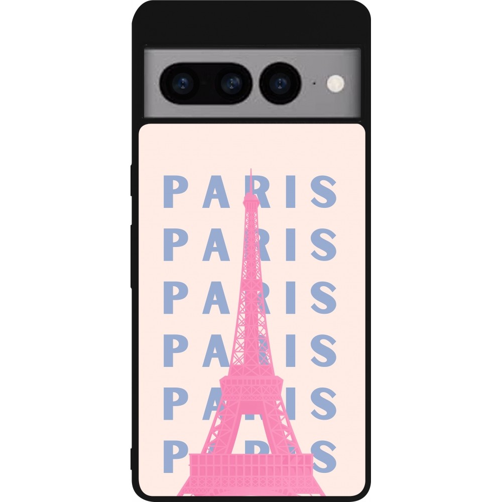 Google Pixel 7 Pro Case Hülle - Silikon schwarz Paris Pink Print