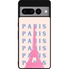 Google Pixel 7 Pro Case Hülle - Silikon schwarz Paris Pink Print