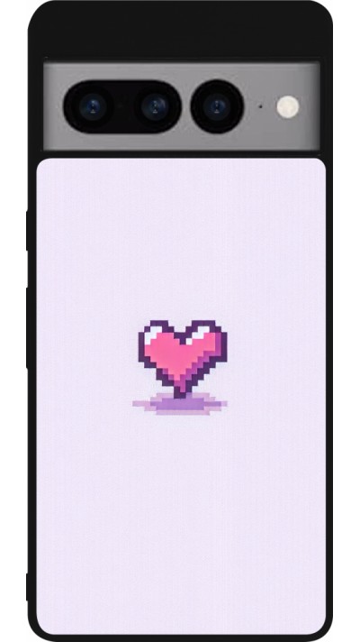 Coque Google Pixel 7 Pro - Silicone rigide noir Pixel Coeur Violet Clair