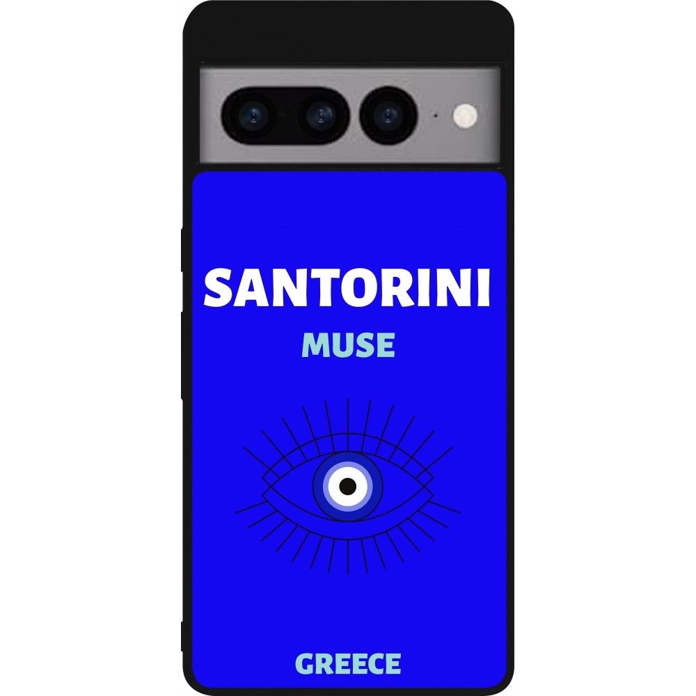 Coque Google Pixel 7 Pro - Silicone rigide noir Pop Summer Destination Santorini