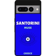 Coque Google Pixel 7 Pro - Silicone rigide noir Pop Summer Destination Santorini