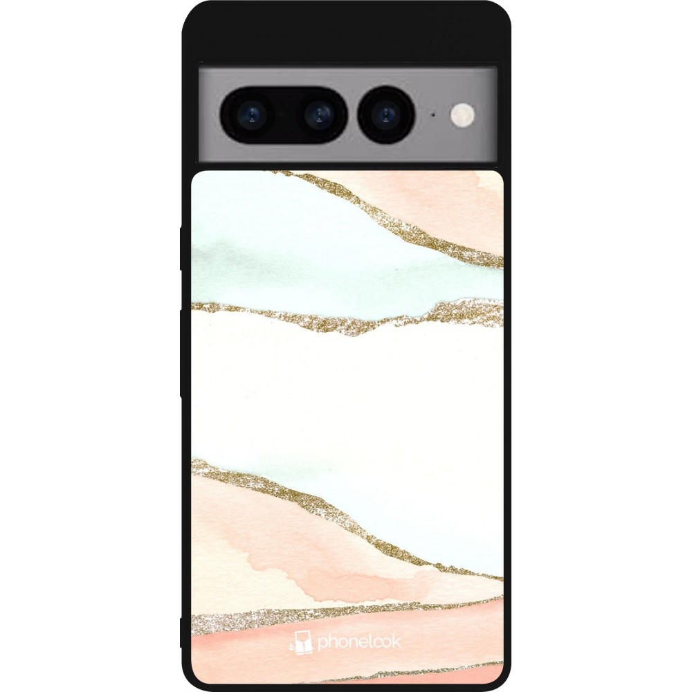 Coque Google Pixel 7 Pro - Silicone rigide noir Shimmering Orange