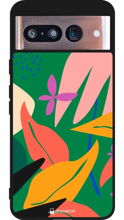 Google Pixel 8 Case Hülle - Silikon schwarz Abstract Jungle