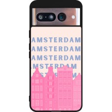 Google Pixel 8 Case Hülle - Silikon schwarz Amsterdam Pink Print