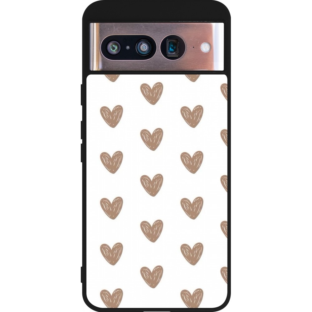 Google Pixel 8 Case Hülle - Silikon schwarz Autumn 2024 brown hearts