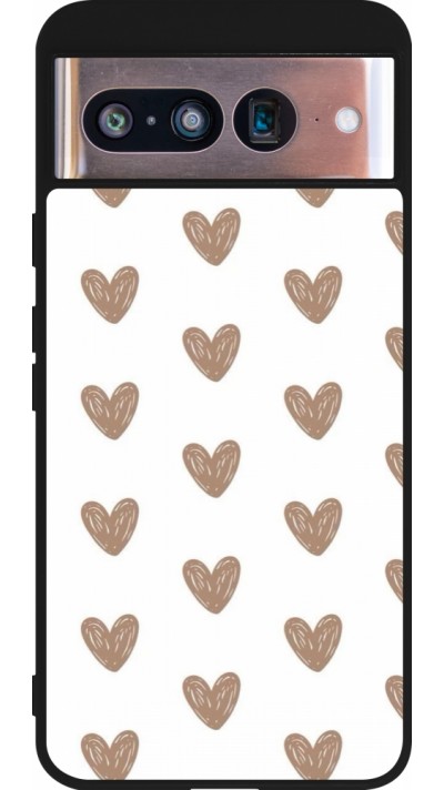 Google Pixel 8 Case Hülle - Silikon schwarz Autumn 2024 brown hearts