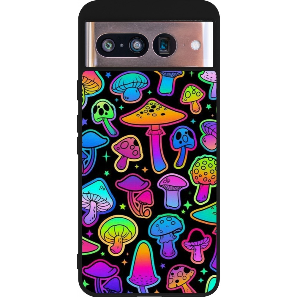 Google Pixel 8 Case Hülle - Silikon schwarz Autumn 2024 magic mushrooms