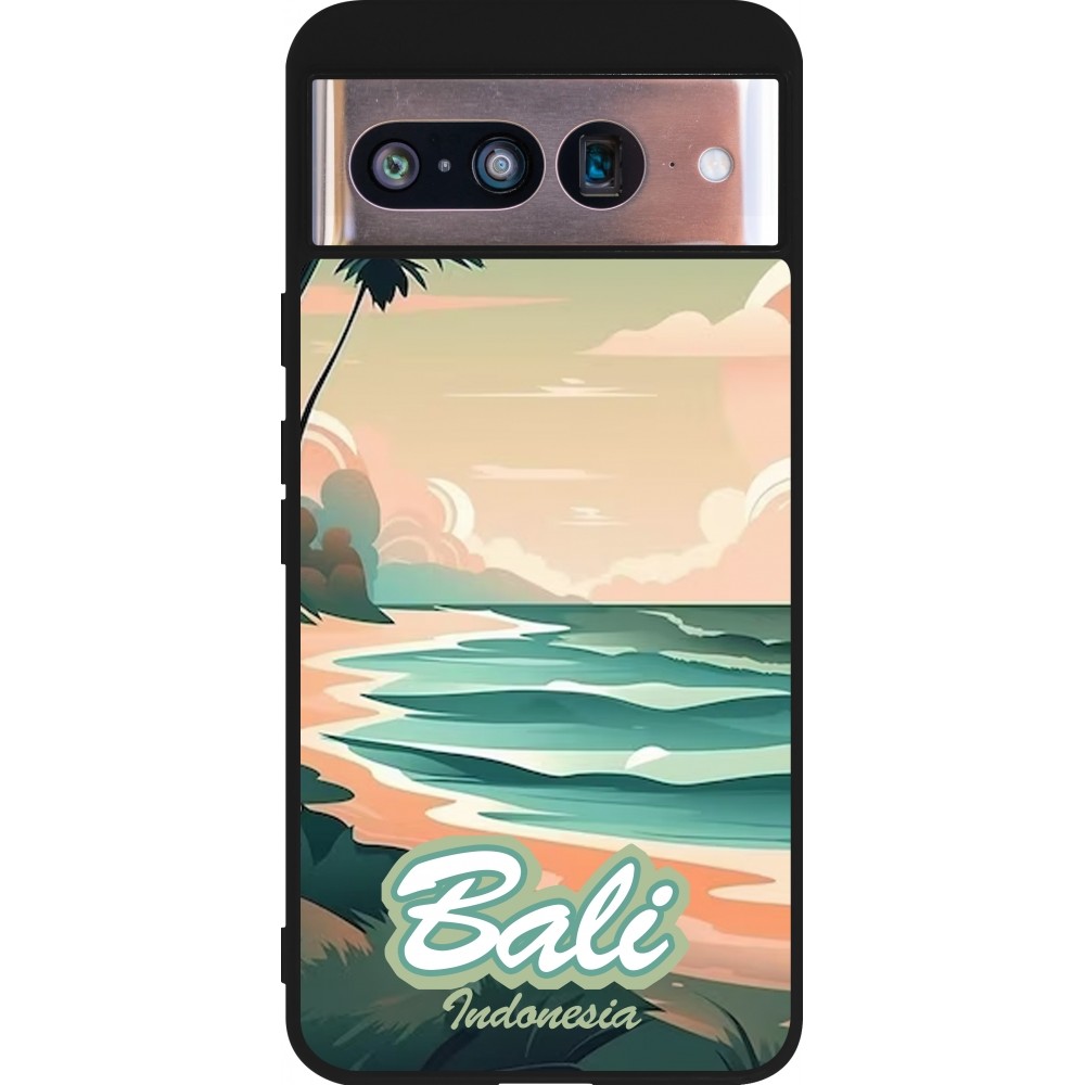 Google Pixel 8 Case Hülle - Silikon schwarz Bali Landscape