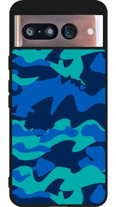 Google Pixel 8 Case Hülle - Silikon schwarz Camo Blue