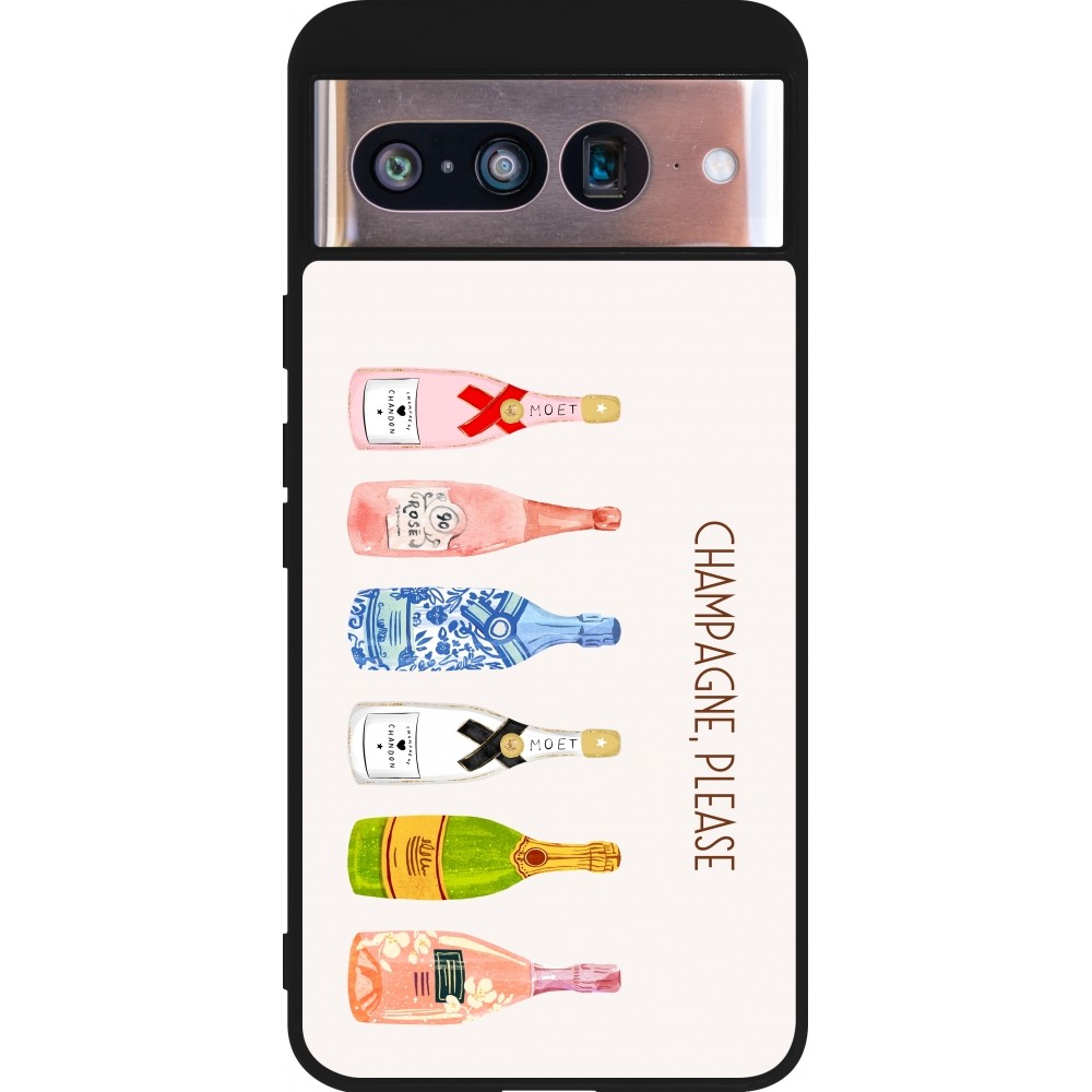 Google Pixel 8 Case Hülle - Silikon schwarz Champagne Please